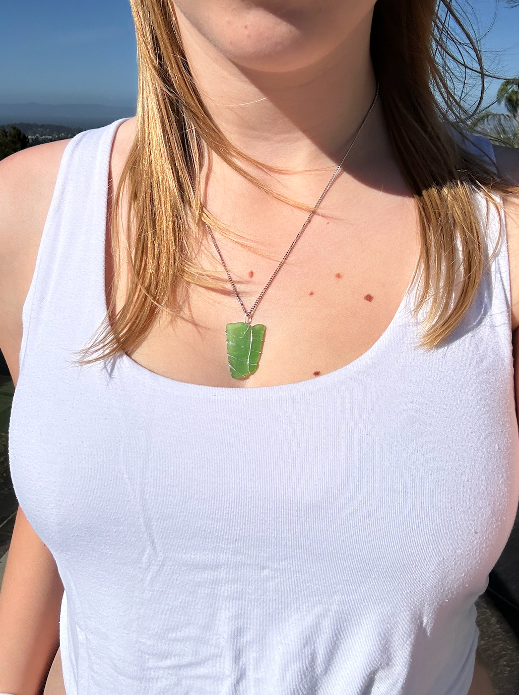 Kelly Green Wire-Wrapped Sea Glass Necklace