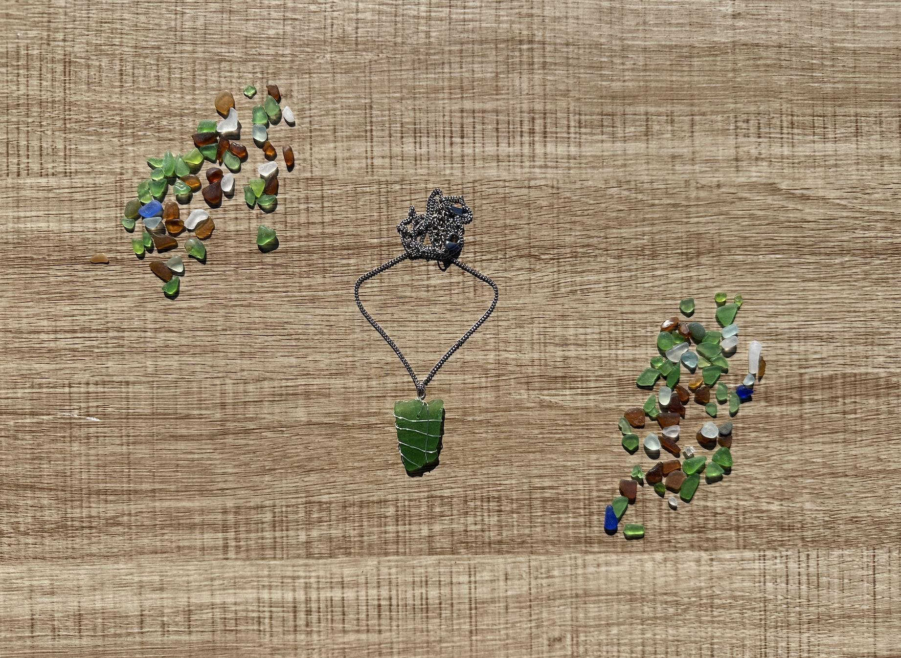 Kelly Green Wire-Wrapped Sea Glass Necklace