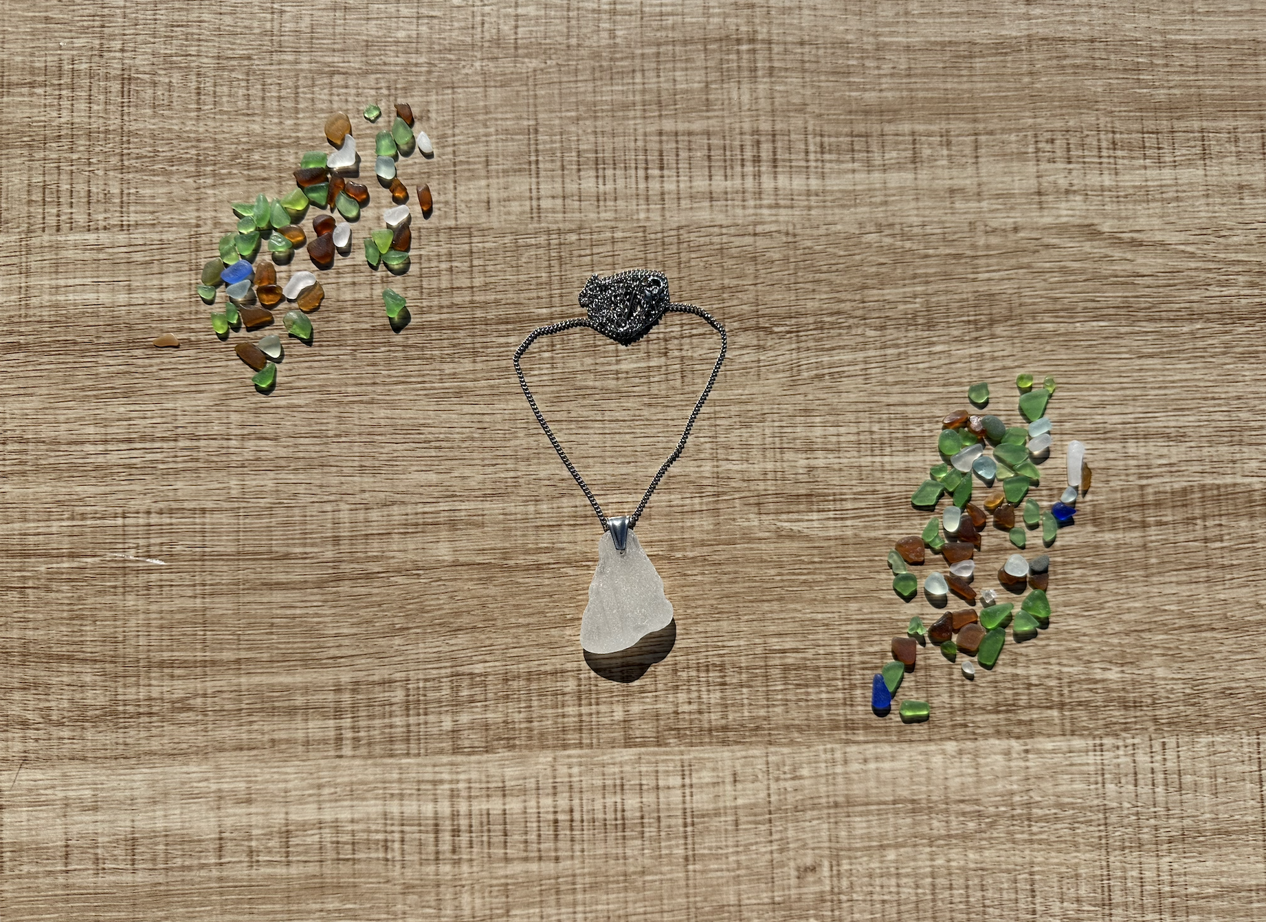 White Sea Glass Pendant Necklace