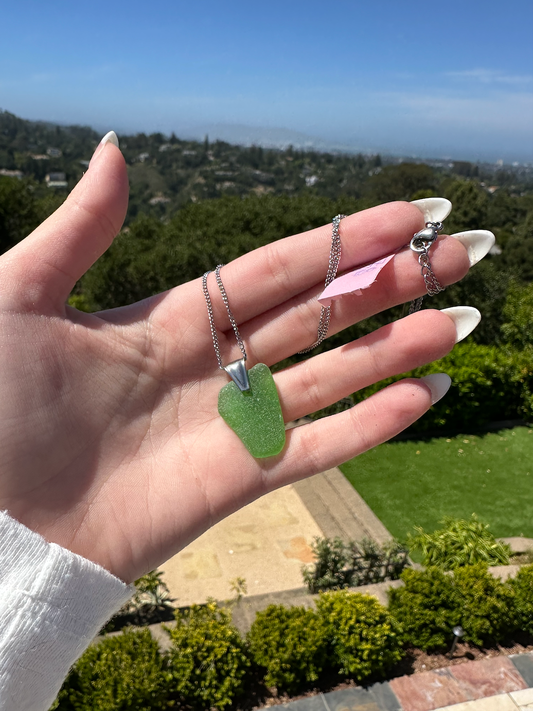 Kelly Green Sea Glass Pendant Necklace
