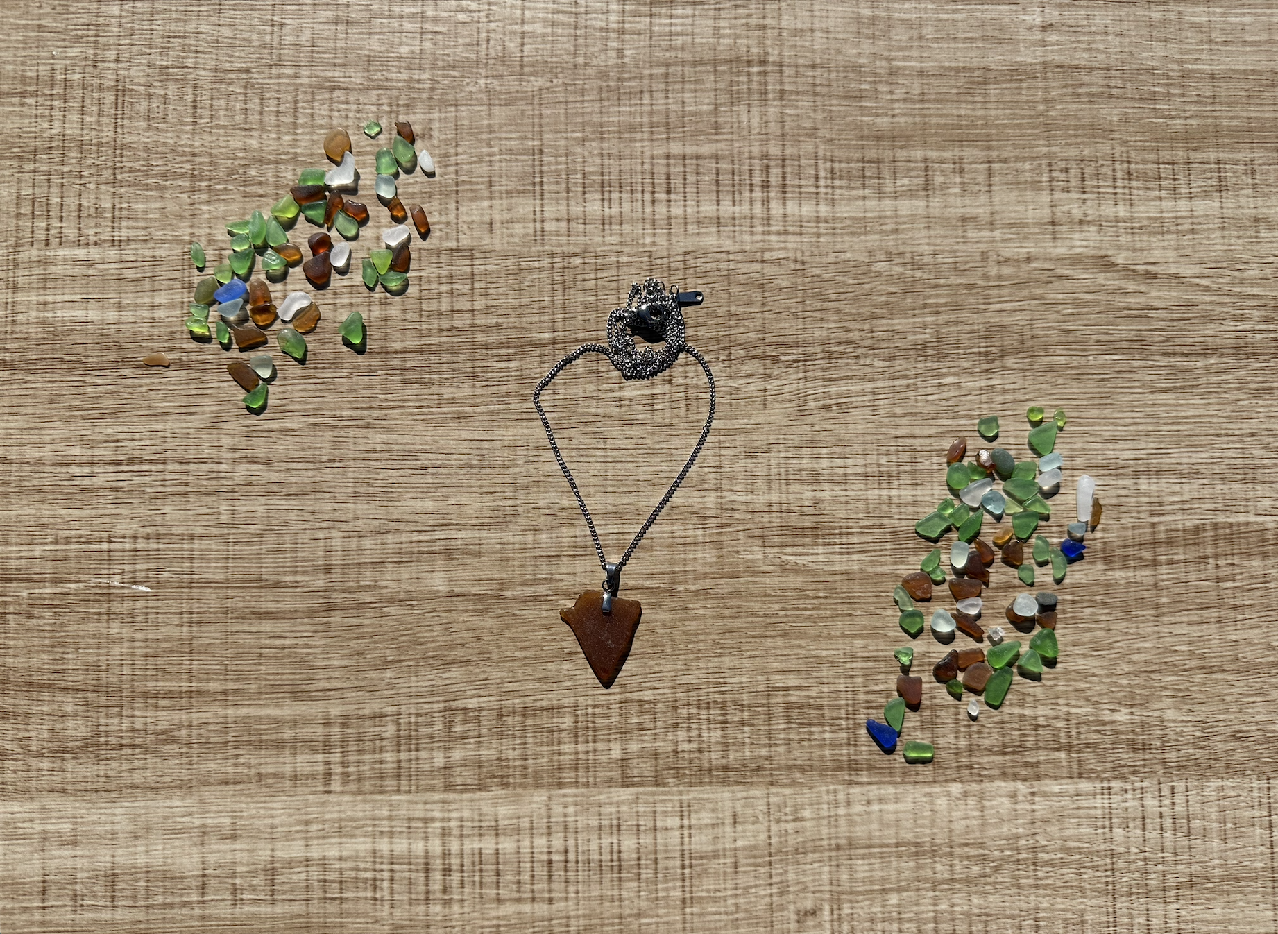 Honey Amber Sea Glass Pendant Necklace