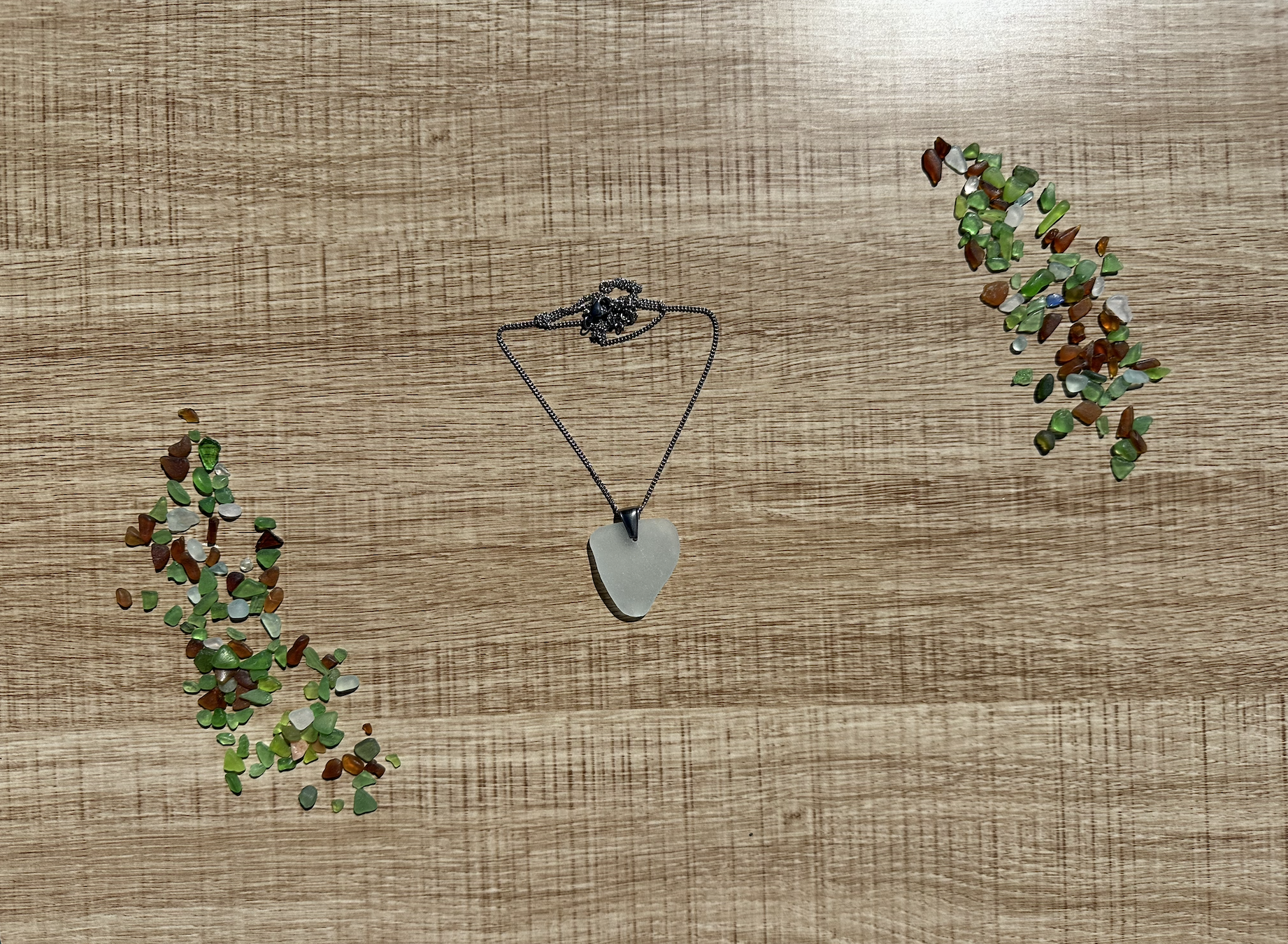 Clear Sea Glass Pendant Necklace