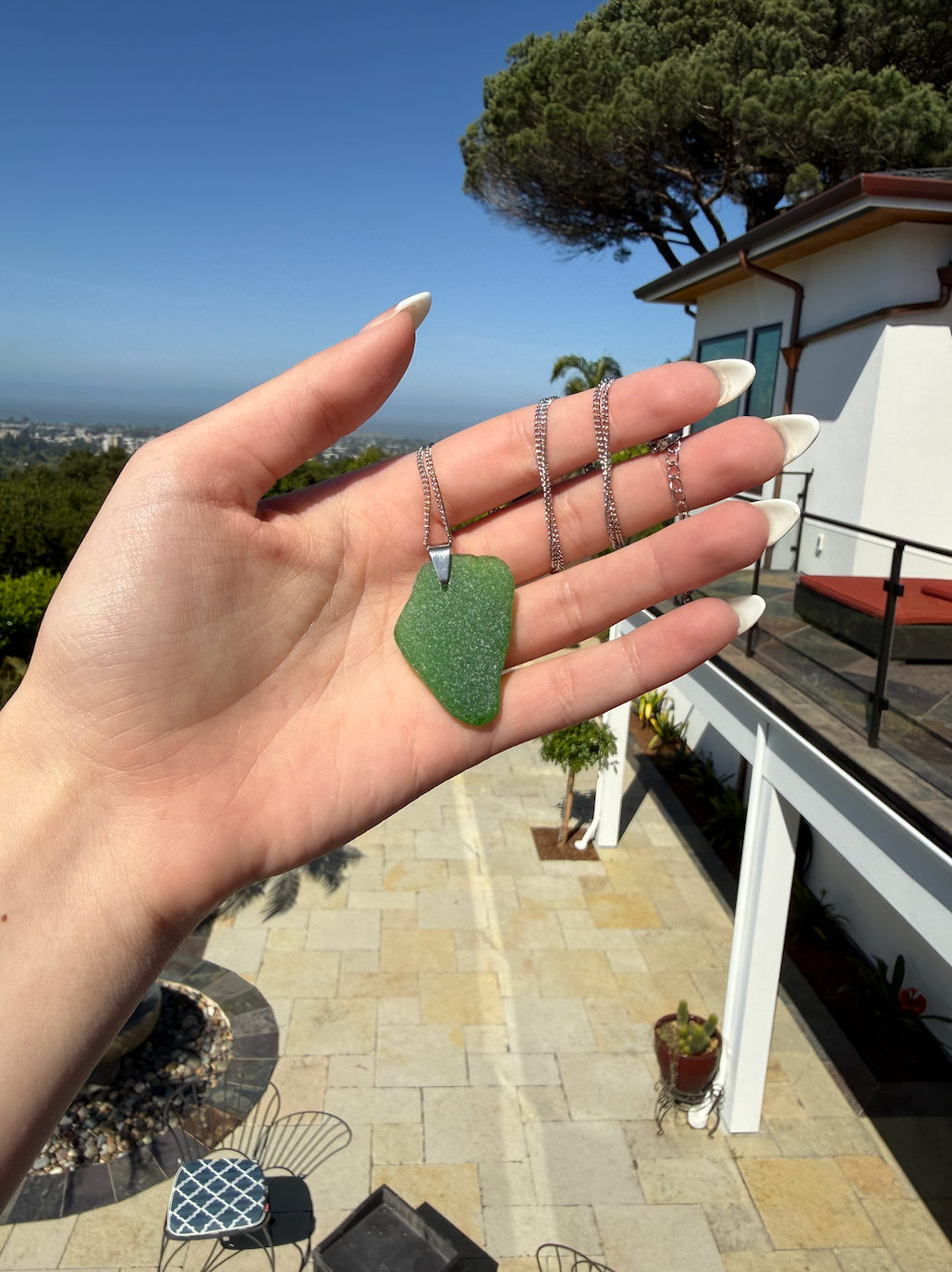 Kelly Green Sea Glass Pendant Necklace