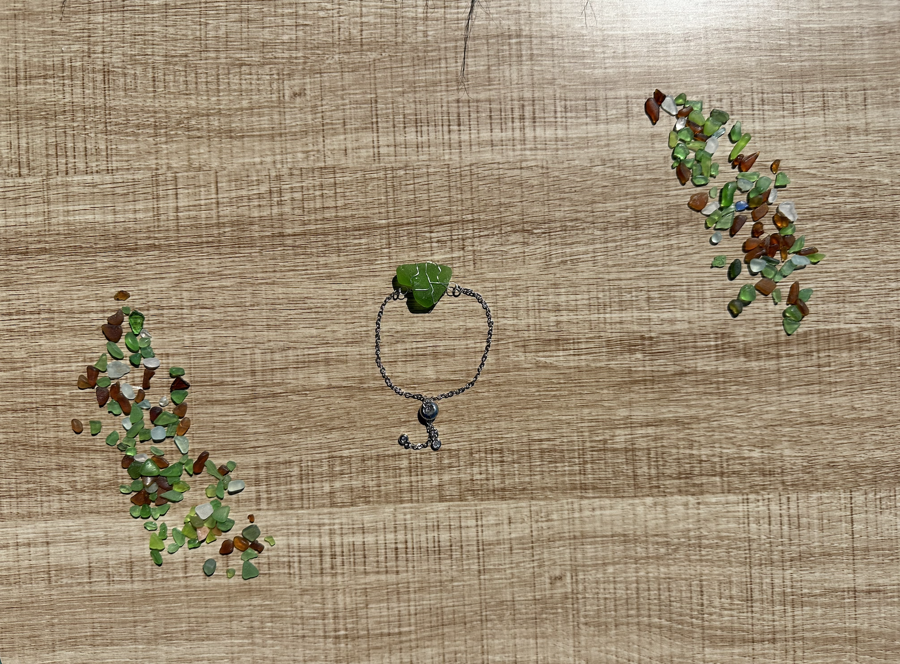 Bright Green Wire-Wrapped Sea Glass Bracelet