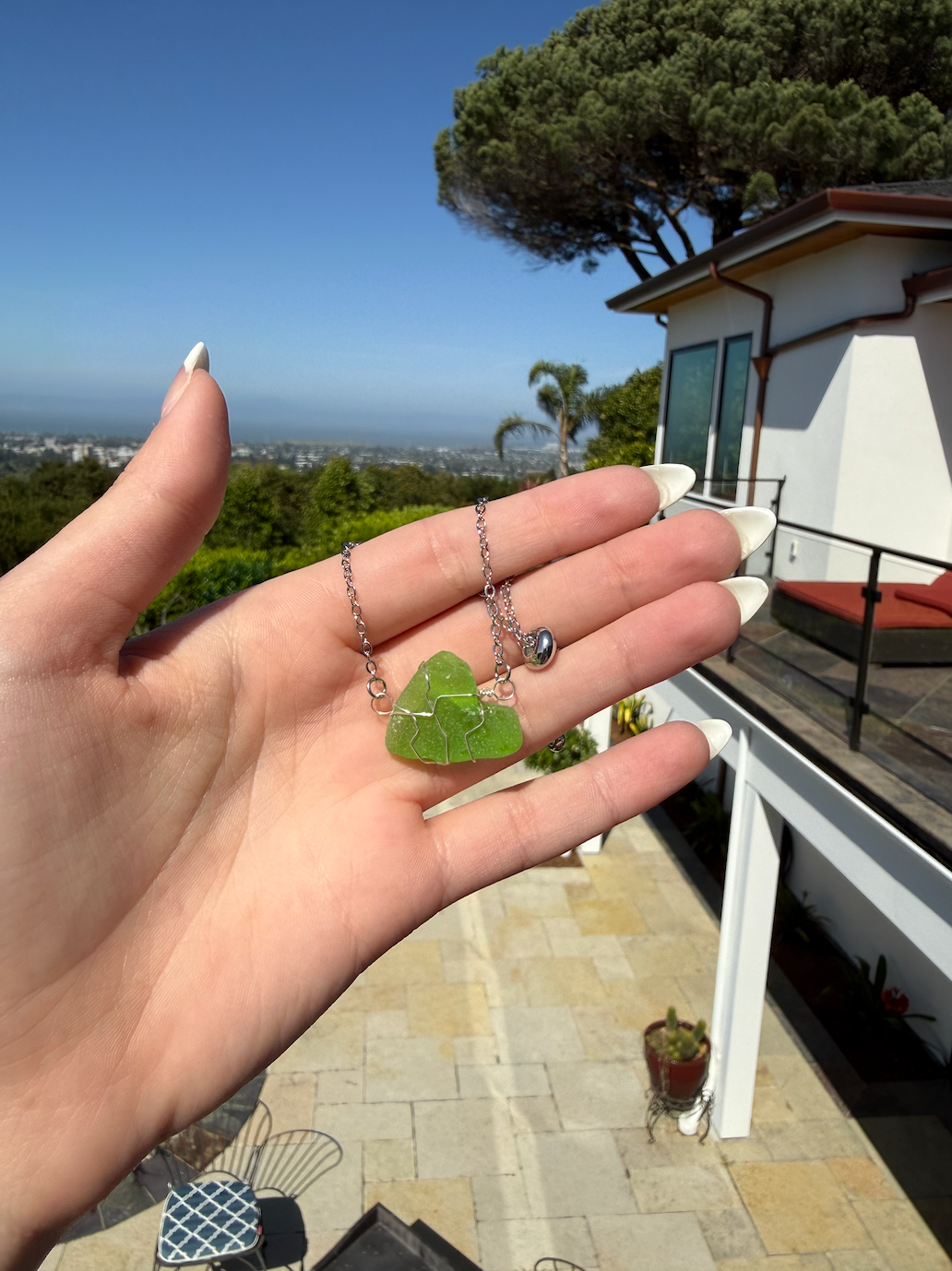 Bright Green Wire-Wrapped Sea Glass Bracelet