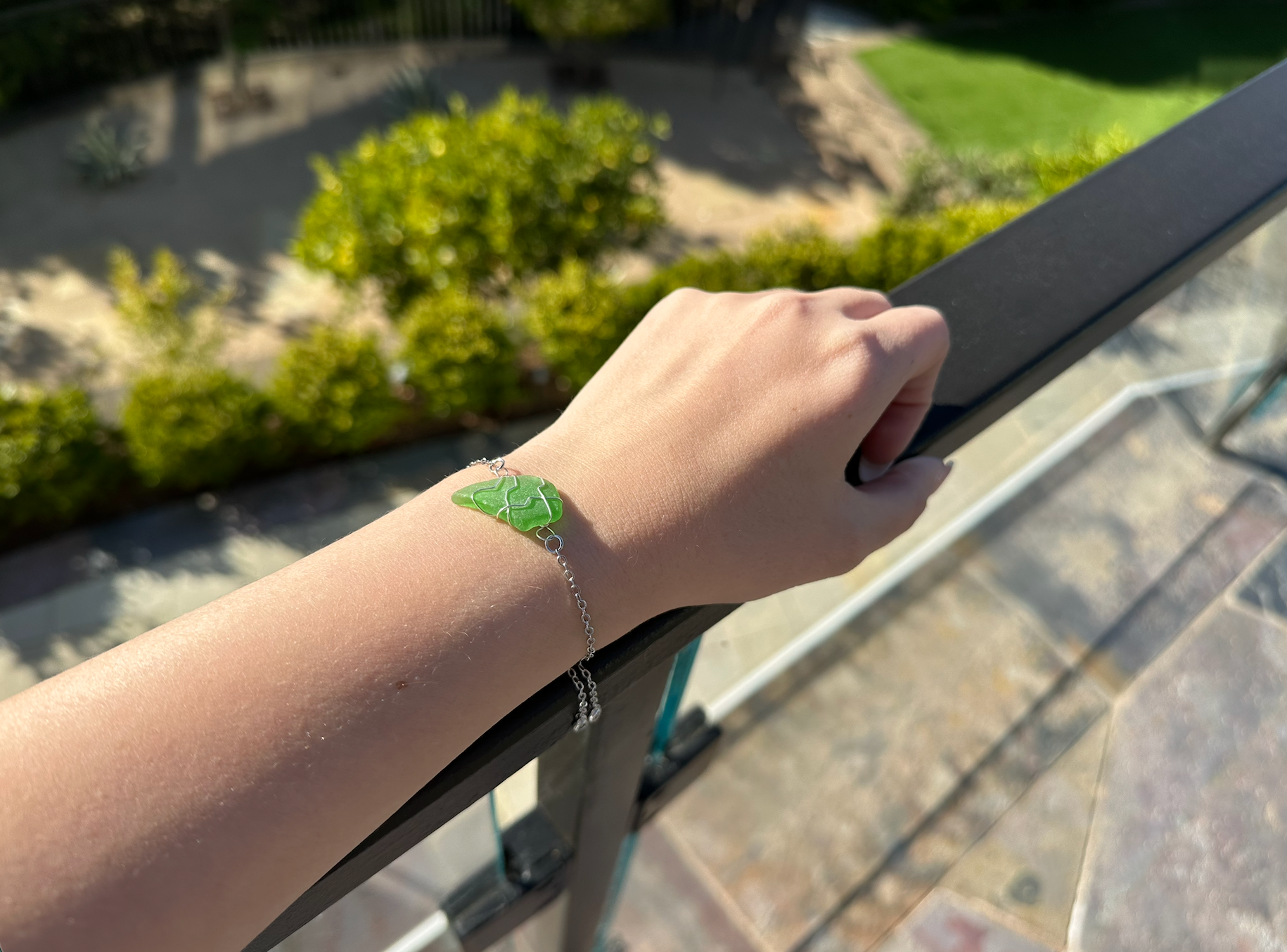 Kelly Green Wire-Wrapped Sea Glass Bracelet