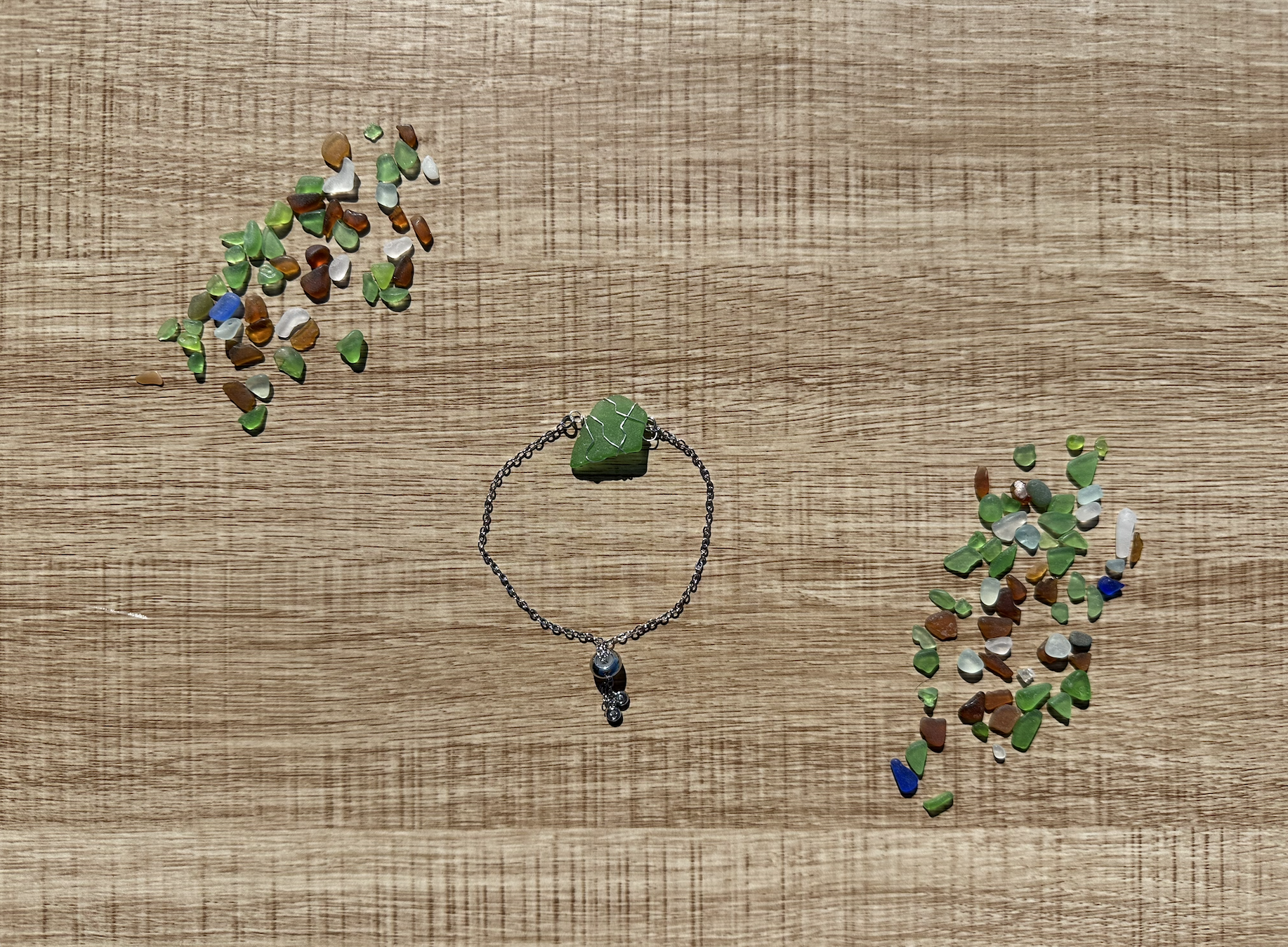 Kelly Green Wire-Wrapped Sea Glass Bracelet