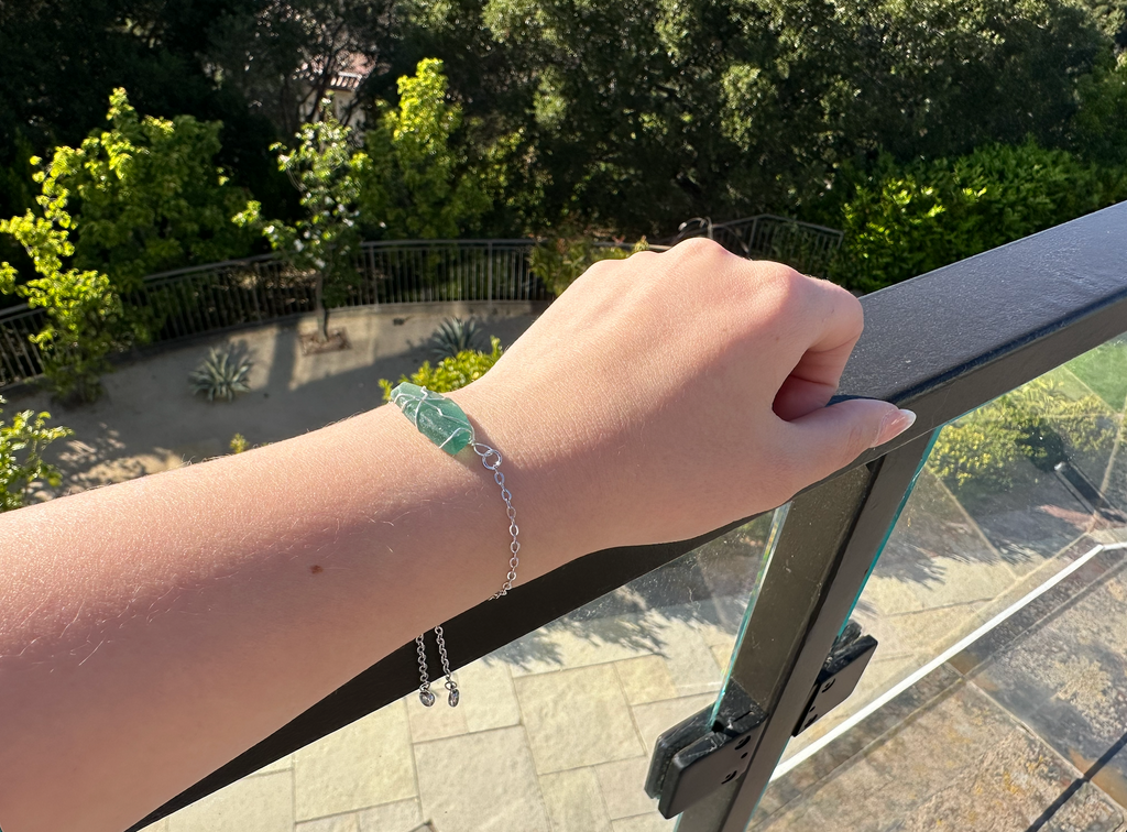 Aqua Wire-Wrapped Sea Glass Bracelet