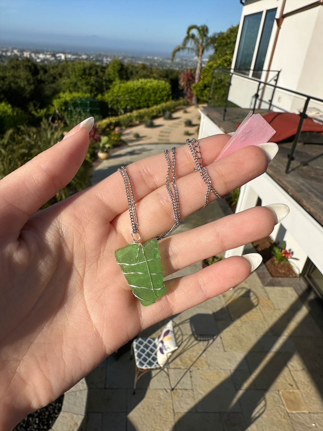 Kelly Green Wire-Wrapped Sea Glass Necklace